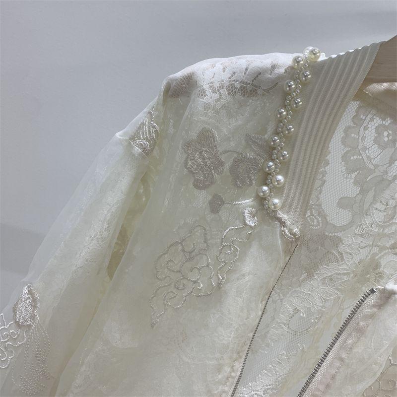 Summer Clothes Chinese Style High-End Nail Bead Embroidery Sun Protection Jacket Round Neck Design Baseball Jacket Top
