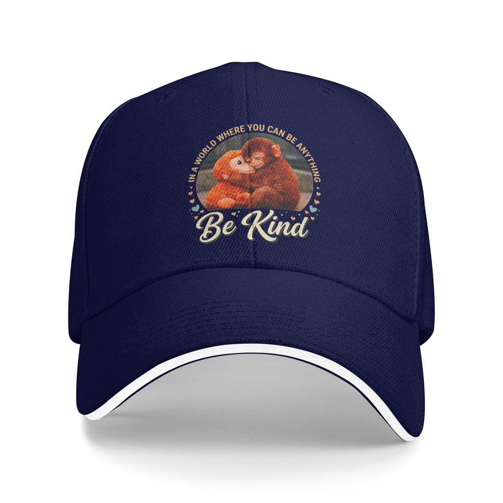 In the World Where You Can Be Anything Be Kind Monkey Punch Sun Baseball Cap Summer Unisex Design Trucker Hat Fashion Snapback Cap