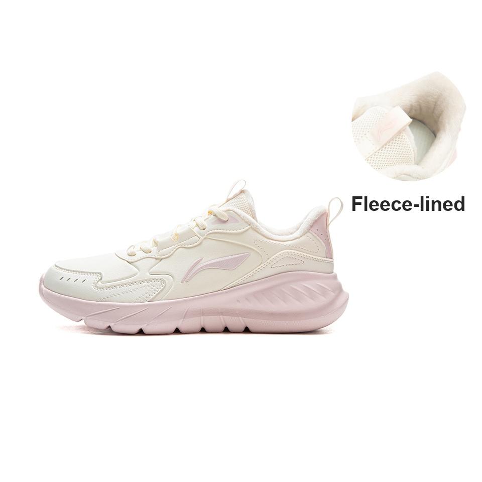 Lining Lightweight Warm Soft Bottom Rebound Casual City Commuting Running Shoes Women sneaker Light-Pink White ARSV076-7