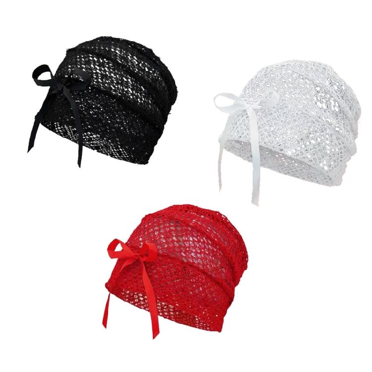 Trendy Beanies Ribbon Hat for Party Goers Stage Performances Knit Hat