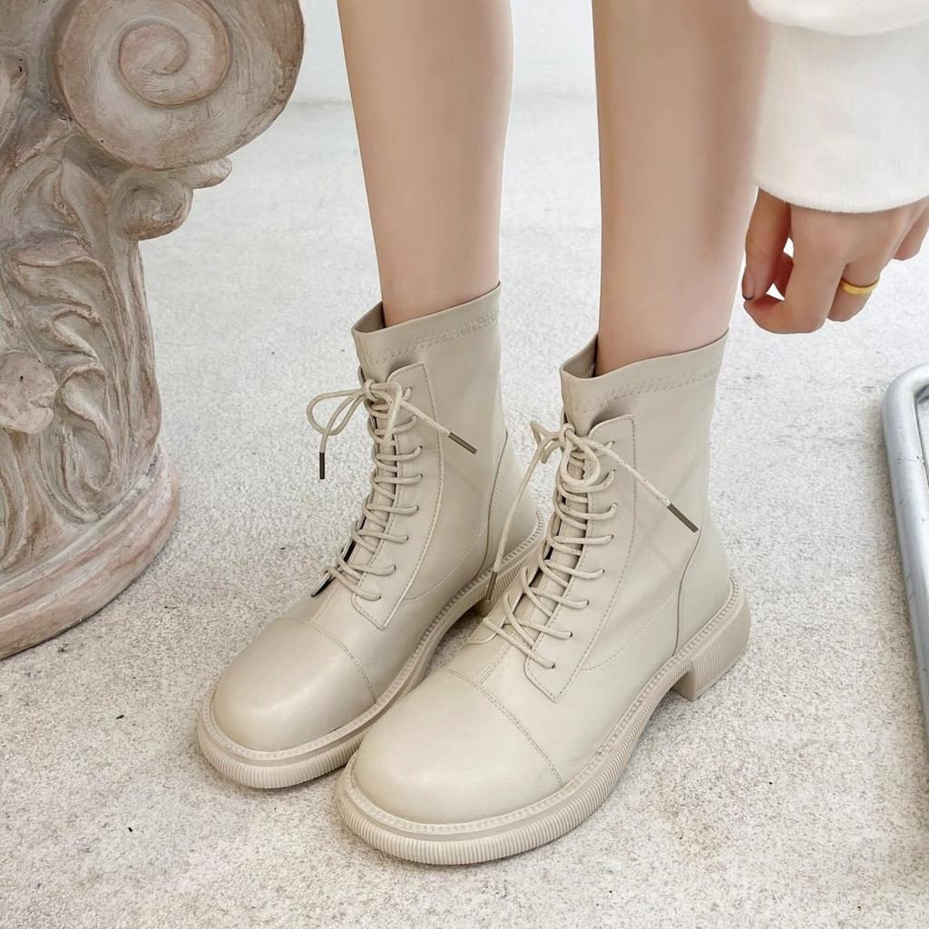 Martin Boots Women's 2025 Spring and Autumn New British Style Versatile Lace-up Short Boots Platform-soled Locomotive Single Boots Round Head Women's 