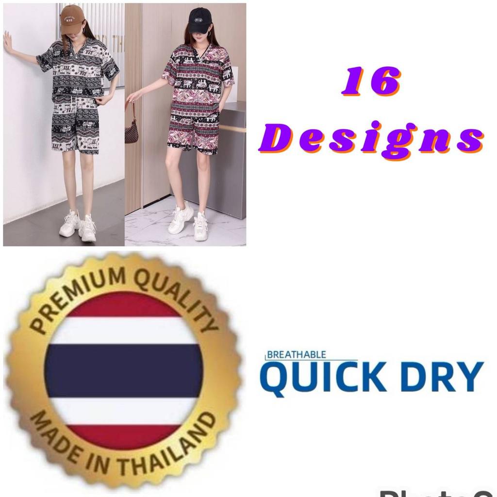 Elephant Pants Shorts Shirt Set V-neck Crop Top Short Sleeve Adjustable Elastic Waistband Strap Women Print Casual Boho Bohemian Retro Vintage