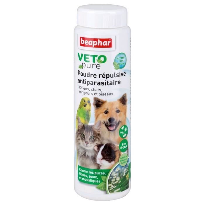 BEAPHAR Poudre Antiparasitaire Vetopure - Pour Chien, Chat, Rongeurs Et Oiseaux - 60g