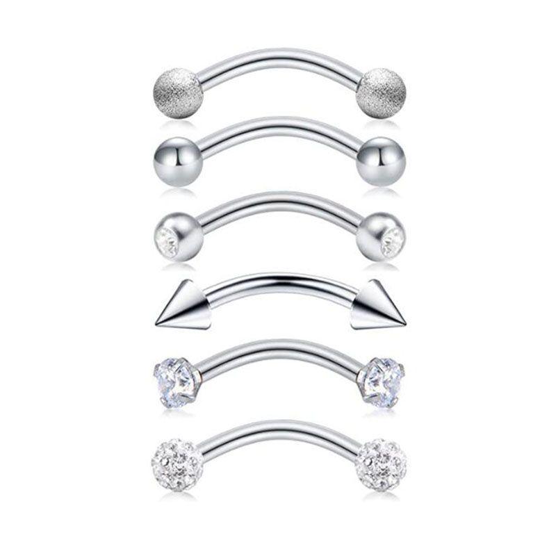 

Комплект из 10 модных серег и колец для бровей из нержавеющей стали 16G с цирконием