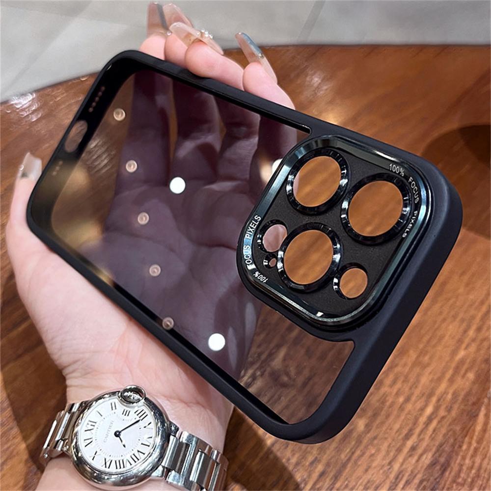 Luxury Transparent Full Metal Camera Lens Protection Phone Case For iPhone 16 Pro Max Plus Clear Hard Soft Shockproof Back Cover