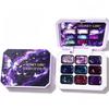 Dream Purple Series: Long-lasting No-Wash Cat Eye Gel Nail Polish - Nine-grid Solid Color.