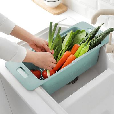 Fruit Strainer Extendable Washing Bowl Food Drain Basket Cool Kitchen Gadgets Portable Over The Sink Strainer For Home Dorm