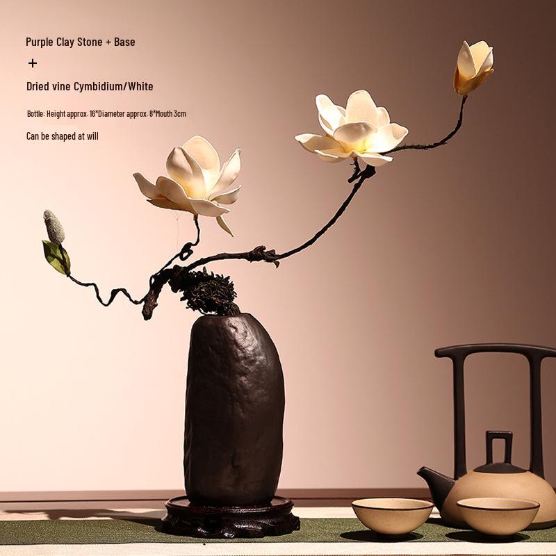 High-End Artificial Silk Magnolia Flower Arrangement - Classical, Elegant Dried Flower Set for Home Decor