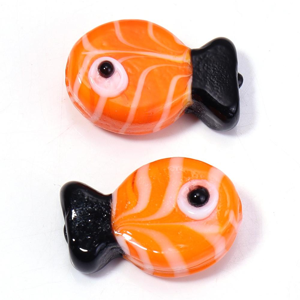 2pcs 13X20mm Lampwork Fish Beads Cute Animal Glass Loose Spacer Beads For Jewelry Making DIY Bracelets Necklace Accessories