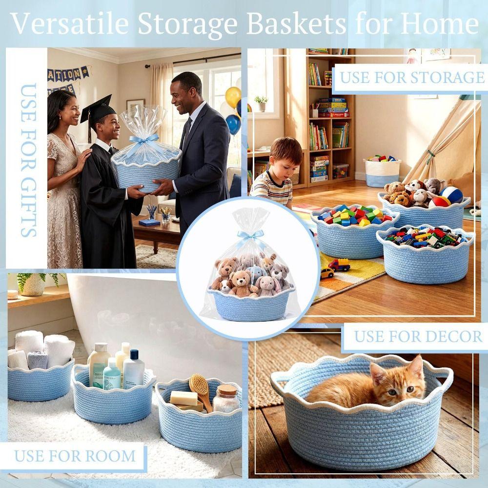 Space Saving Ins Desktop Storage Box Oval Sundries Storage Organizer Toys Sorting Basket Bathroom