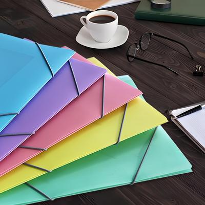 5pcs Large Capacity  A4 Project Binder,Elastic File Bag,Frosted Cover, Office School Document Folder,school Document Storage Box