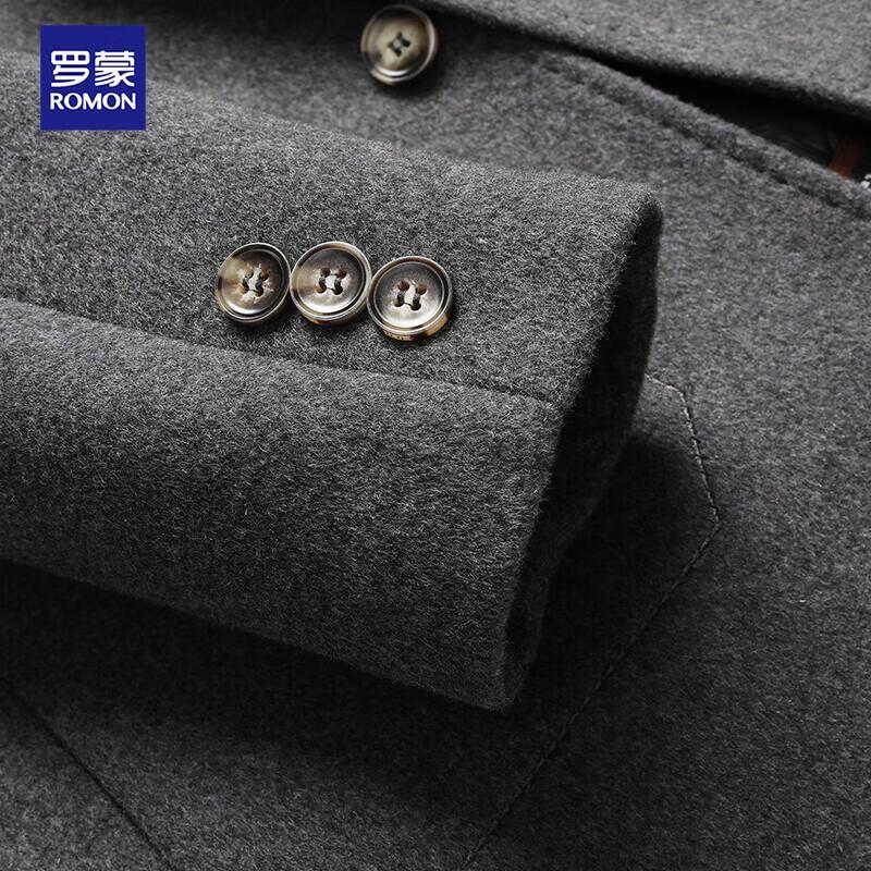 ROMON Men's Wool Double-Sided Mid-Length Coat with Detachable Goose Down Vest