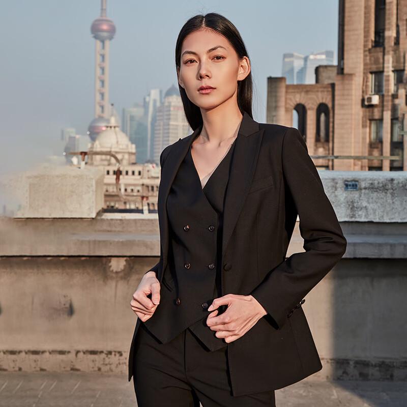 LadyS Elite Piano Black Peaked Lapel Business Suit Collection