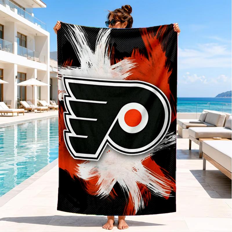 Flyers Hockey Logo Art Beach Towel, Super Soft Microfiber, Perfect Gift for Her/Him, Birthday, for Pool, Beach, Travel, Decor Beach Party