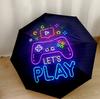 Gamer Culture Icon Portable Automatic Umbrella Retractable Design with 8-Rib Durability Durable Plastic & Iron Durable Everyday Carry Umbrella