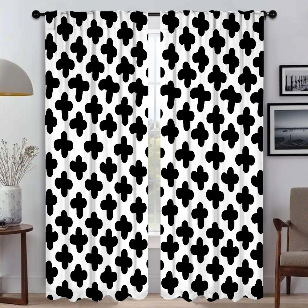 Black White Kitchen Curtains Living Room Curtain Halloween Decoration Partition Blinds Shades Home Interior Made Of Polyester Great Decor