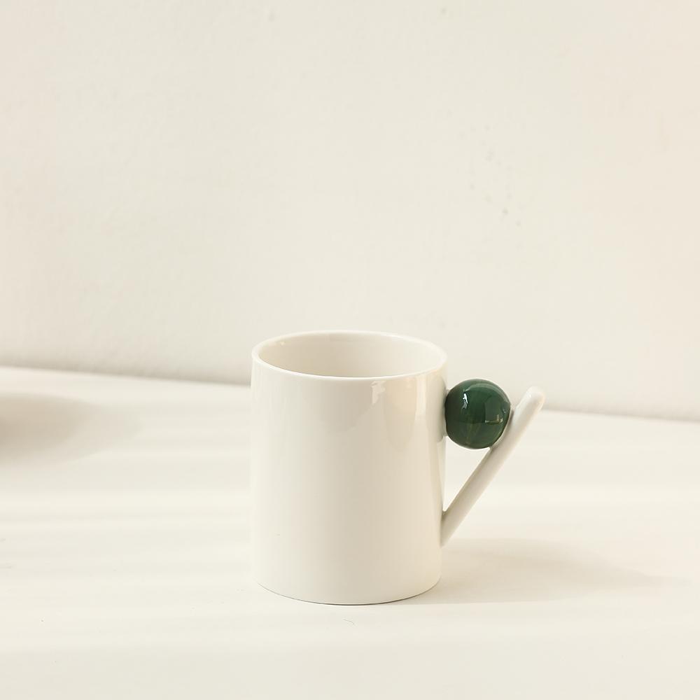 Ceramic Kettle Cup Simple Geometric Sphere Afternoon Tea Ceramic Coffee Cup and Saucer Color Matching Coffee Cup and Saucer