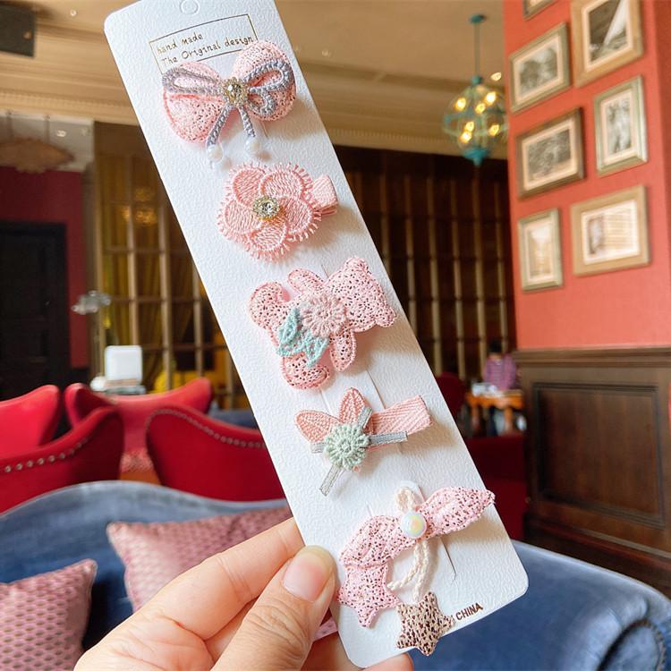 5 Pieces Set Cute Baby Handmade Cartoon Hairpin Lovely Little Girl Flower Side Clip Children Hair Accessories Kids Hair Clips