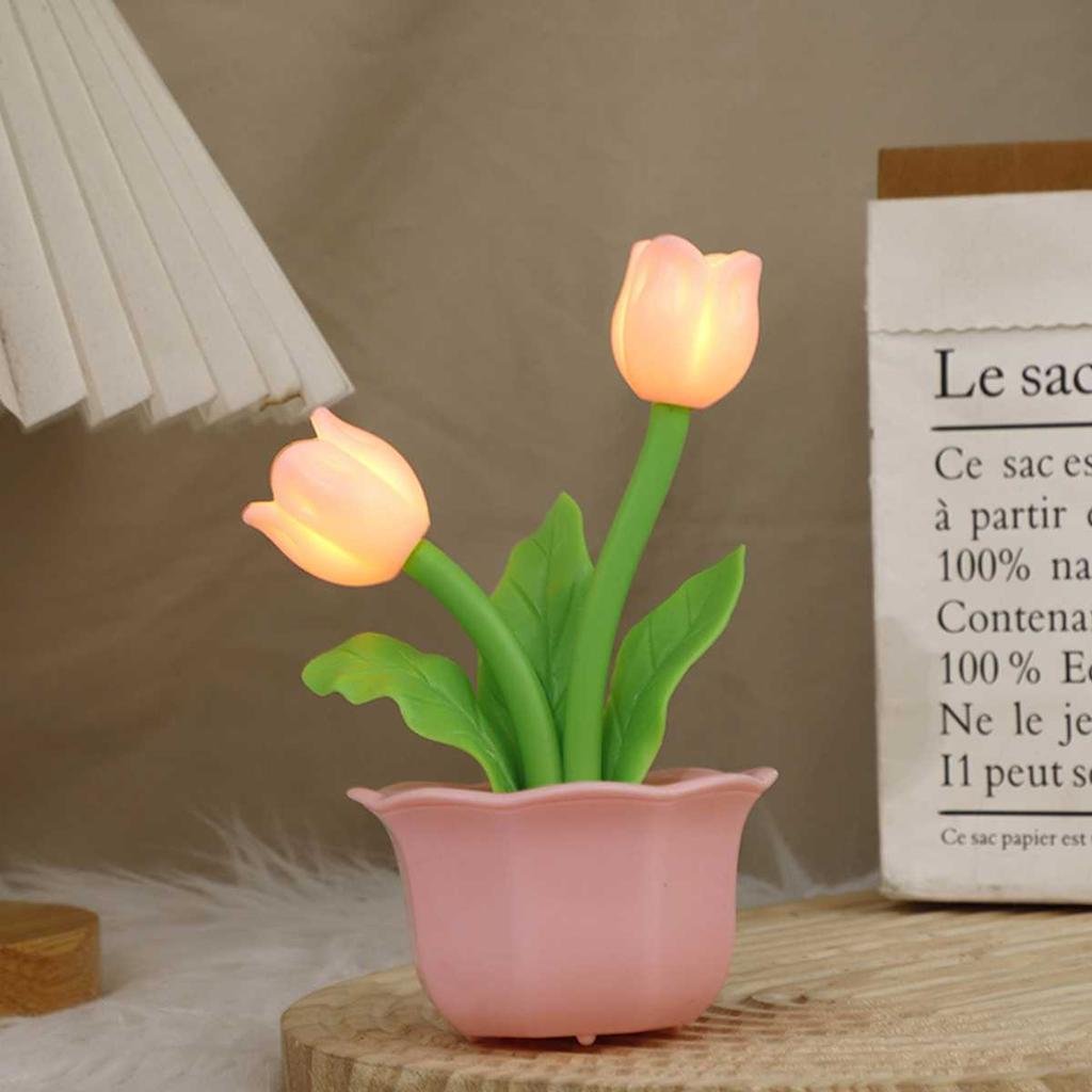 Artificial Tulip Table Lamp Bedside Atmosphere Night Light Simulation Flower Desktop Light Romantic Flower Gift Home Decoration