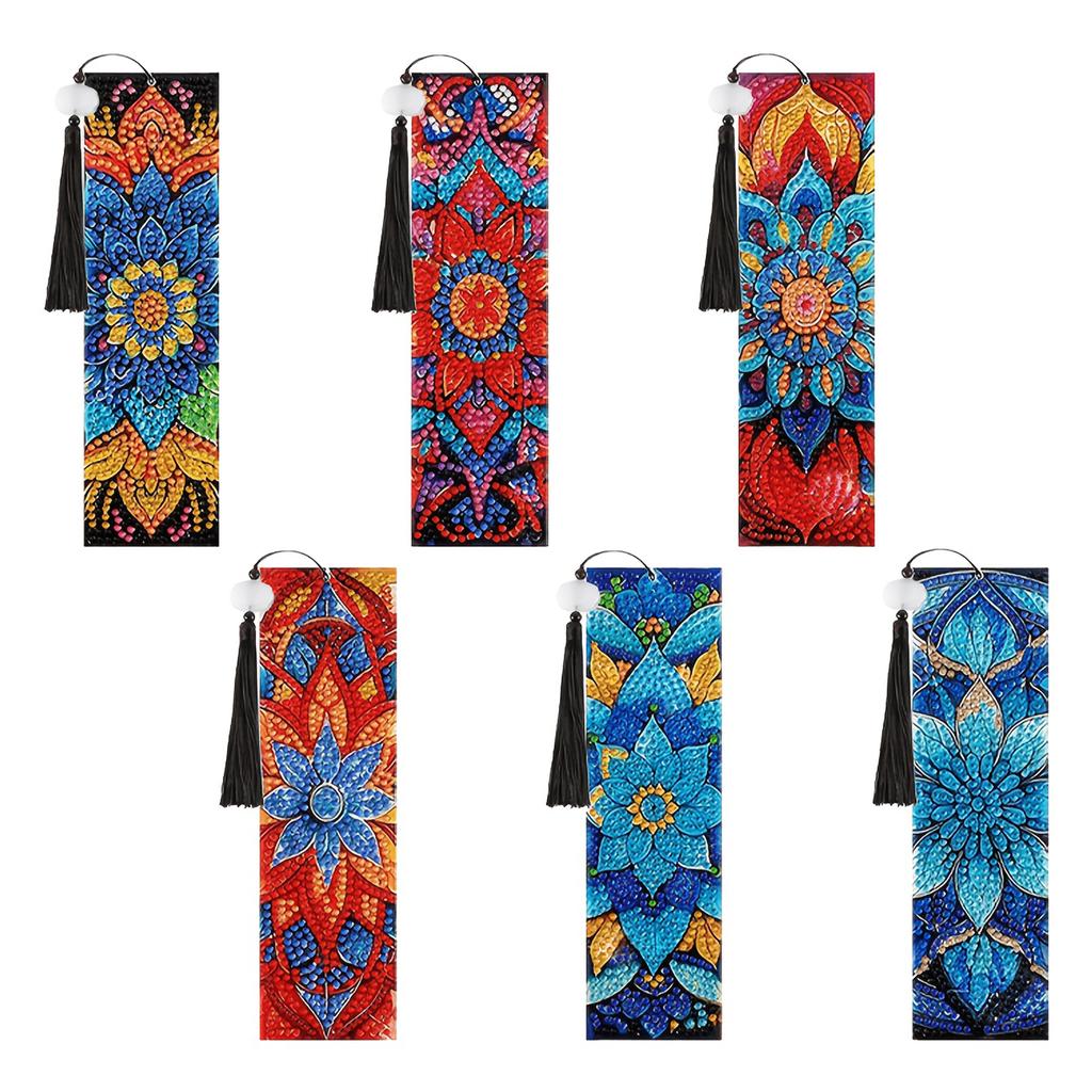 6 PCS 5D DIY Special Shaped Diamond Painting Bookmarks Kits with Tassels Rhinestone Art Bookmark Kits for Adults Women