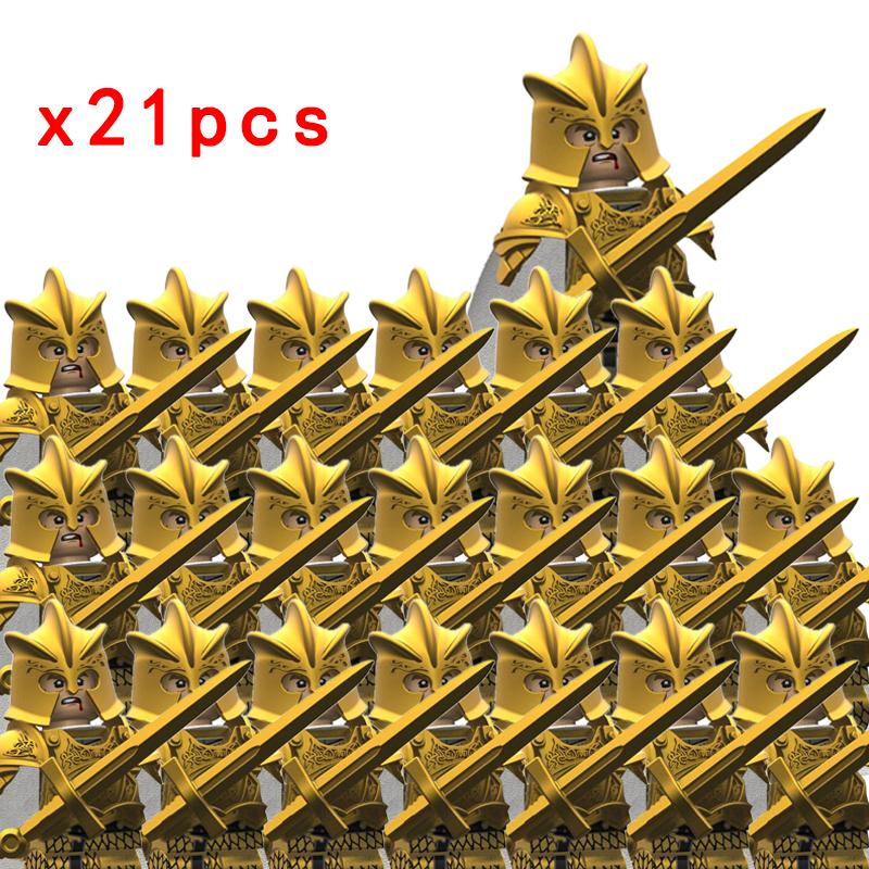 MOC Thrones Golden Armor Warrior Guard Jaime Lannister Barristan Selmy Meryn Trant Building Blocks Mini Action Figure Toys