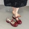 Модные летние женские сандалии Модные сандалии-гладиаторы на высоком каблуке с бантом-бабочкой 2025 Новые французские слингбэки Мэри Джейн Сандалии женские