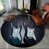 Elektrische Gitarre Klassische Gitarre Runder Teppich für Wohnzimmer Schlafzimmer Kinderzimmer Dekoration, Haustierbereich Teppich Rutschfeste Bodenmatte