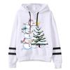Women Cartoon Snowman Xmas Tree Graphics Sweatshirts Female Long Sleeve Drawstring Creative Hoody