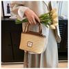 Textured Bamboo Handle Woven Bag for Thailand Tourism and Vacation Fashion Crossbody Straw Woven Bag