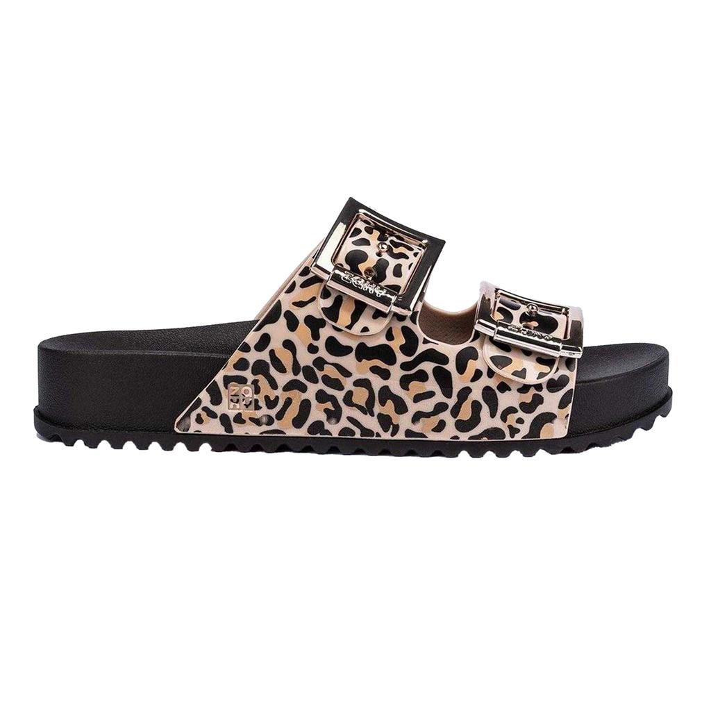 Zaxy Womens/Ladies Leopard Print Double Buckle Sliders