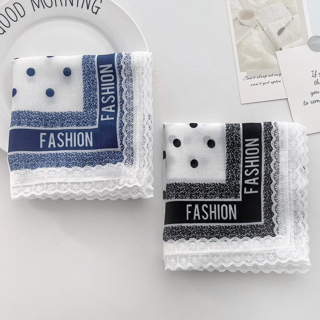 Polka Dot Lace Small Square Scarf Women'S Spring And Summer Atmosphere Retro Versatile Decorative Headscarf