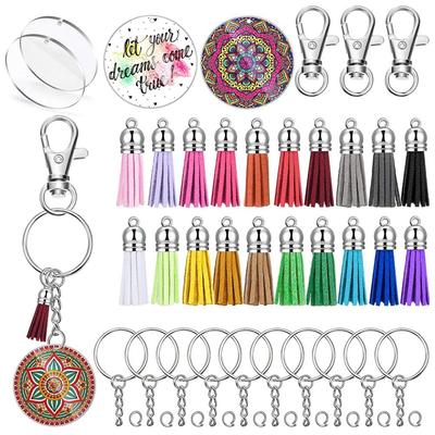 100pcs Clear Blank Keychains Kit Sublimation Blank Keychain Including Acrylic Blanks Key Chain Rings Small Rings