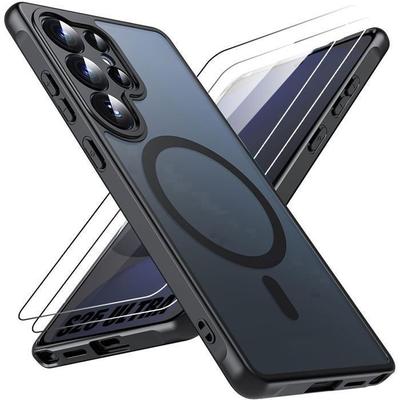 Hülle - BOOLING - für Samsung Galaxy S25 Ultra - Hybridschutz - Magnetischer Ring - 2 gehärtete Gläser