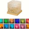 1pc Rotating Water Ripple Night Light, USB Night Lamp, RGB 16 Color Spin Creative Bedside Flame Atmosphere Lamp