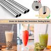 NiHome 6-Pack Stainless Steel Straws for Boba Smoothie, 0.5'' Extra Wide Reble Metal Straw, 10.5’’ Long Straight Drinking Straws for Bubble Tea