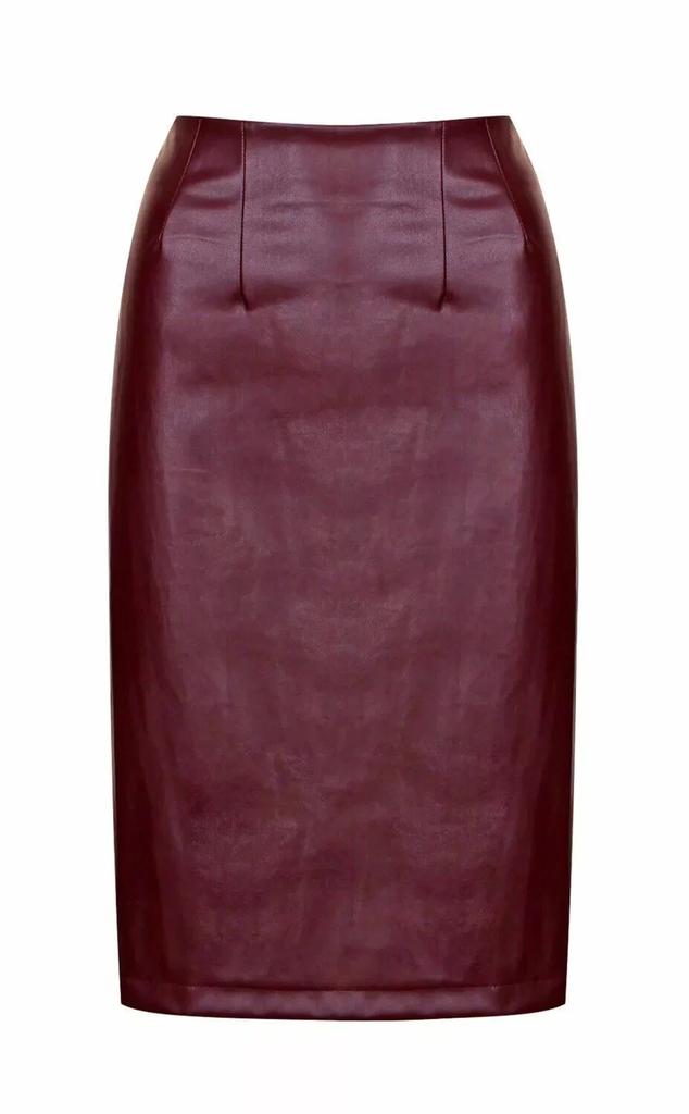 Handmade Leather Women's Skirt Maroon Lambskin Stylish Knee Length Skirts