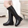 Boots Women's Soft Leather Coarse Heel New Women's Boots Fleece Knight Boots Skinny Over Knee Boots Women's Flat Casual Leather Boots