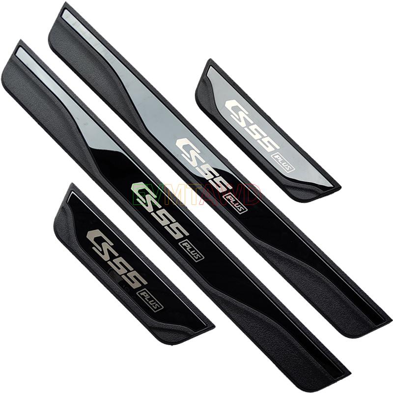 For Changan CS55 PLUS Accessory -2024 Stainless Chrome Car Door Sill Scuff Plate Kick Entry Guard Pedal Protector Cover Trim Black CS55 PLUS