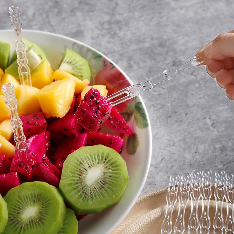 Jiamo Disposable Transparent Fruit Forks