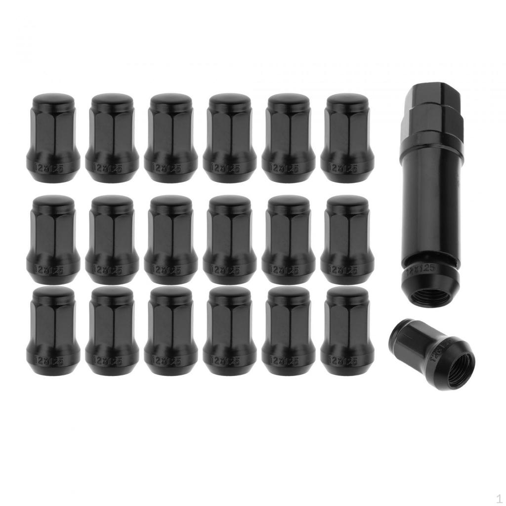 20 Pieces M12 Wheel Lug Nuts with Socket Open End Spare Parts Accessory Replacement