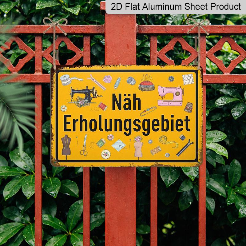 2D Flat 1pc Aluminium Metal Sign Plaque, German "Erholungsgebiet Für Nähere", 8*12inch, Ideal for Home Decor, Clubs, and Outdoor Decoration - Durable