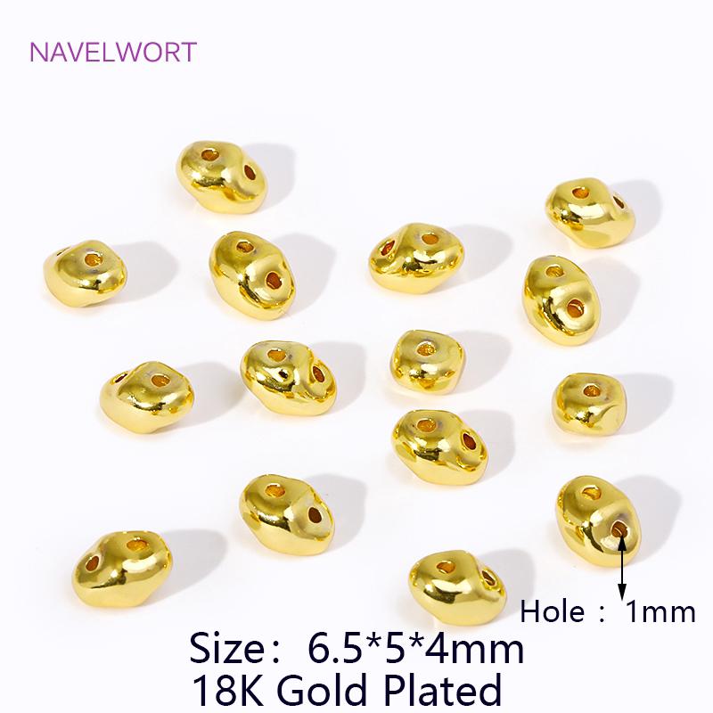 

18K Gold Plated Brass Pig Nose Double Hole Spacer Beads For Jewelry Making Supplies DIY Bracelet Necklace Making Accessories 5 pieces