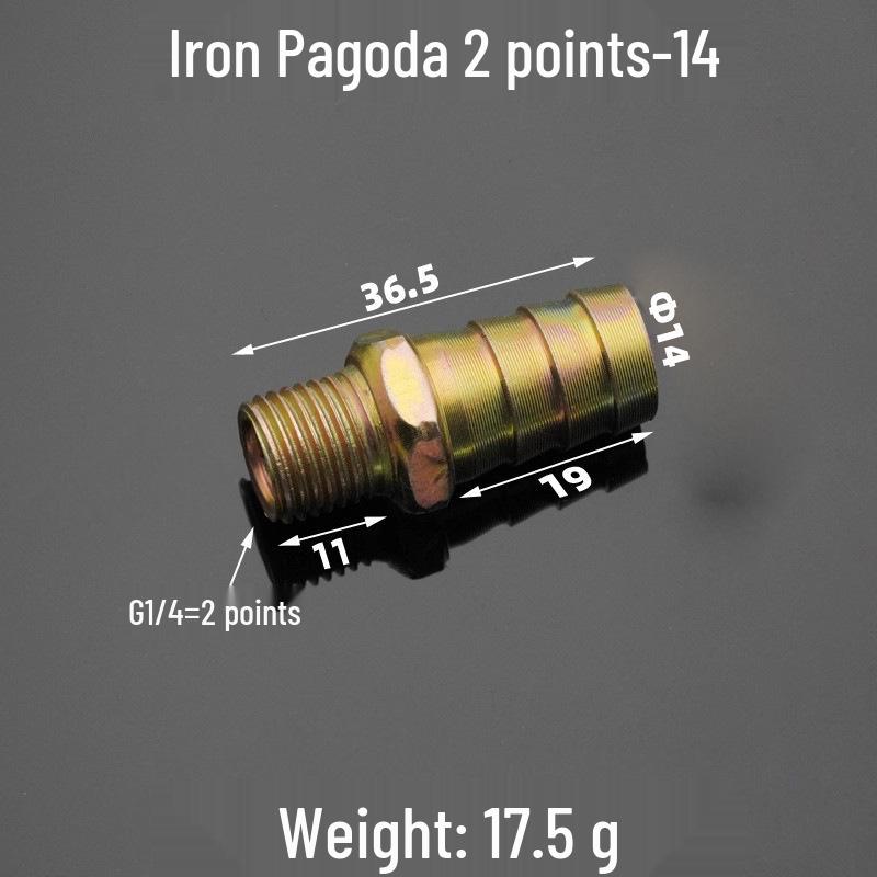 Iron-Plated Threaded Pagoda Hose Connector - Fits 1/2, 3/4, 3/8, 1/4, 1 Inch