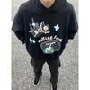 Unisex Oversized Hooded Sweatshirt With Print Design Heavyweight Cotton Blend Streetwear Style Winter