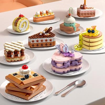 Food Log Afternoon Tea Cake Ornament Children's Puzzle Assembly Building Block Toys