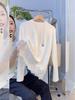 This Year's Popular Korean-Style Lace Splicing Thermal T-Shirt for Women: White Inner Layer Base Shirt Niche Top