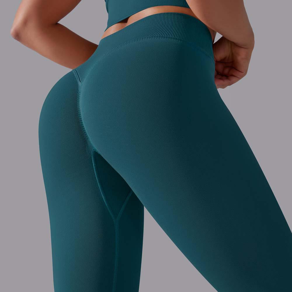 Cross-Border Outdoor Nude Feel Tight Fit Yoga Leggings - Solid Color Hip-Lifting Design