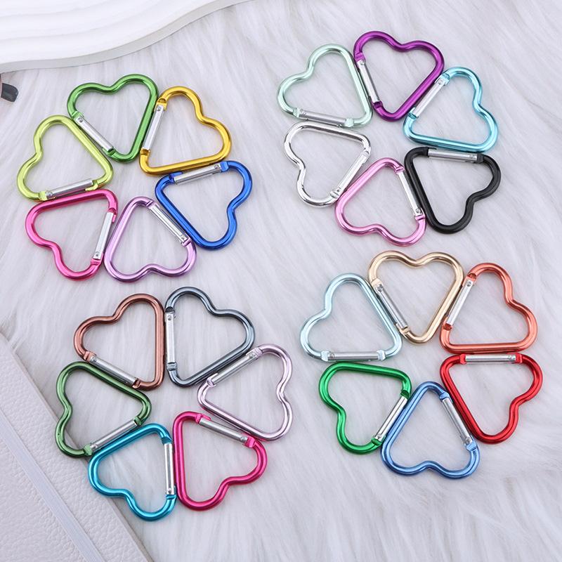 Heart-shaped Aluminum Carabiner Keychain Clip Outdoor Tools Water Bottle Keyring Hook Climbing Camping Travel Kit Hook Accessory