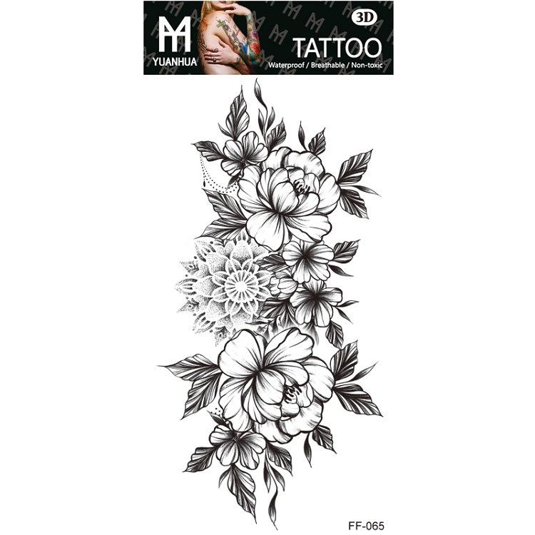Plain Flower Bohemian Blue Rose Mermaid Waterproof Tattoo Sticker Simulation Water Transfer Sample Sticker