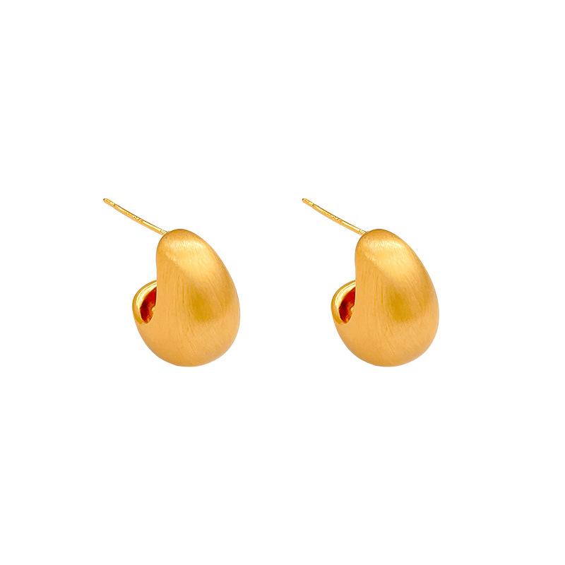 S sterling silver needle brushed retro crescent earrings women's cold wind niche versatile high-end stud earrings